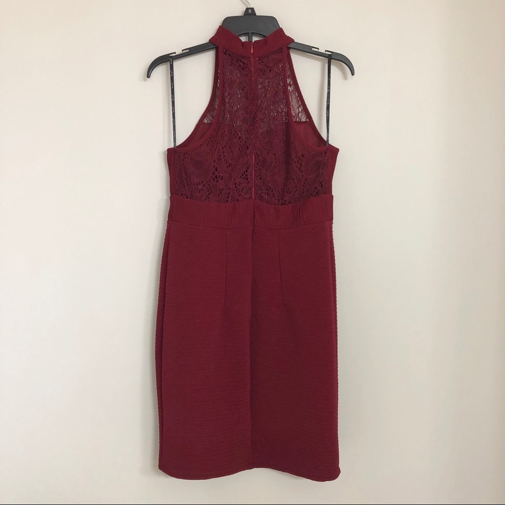 Red Wine Lace High Neck Dress L - Picture 13 of 14